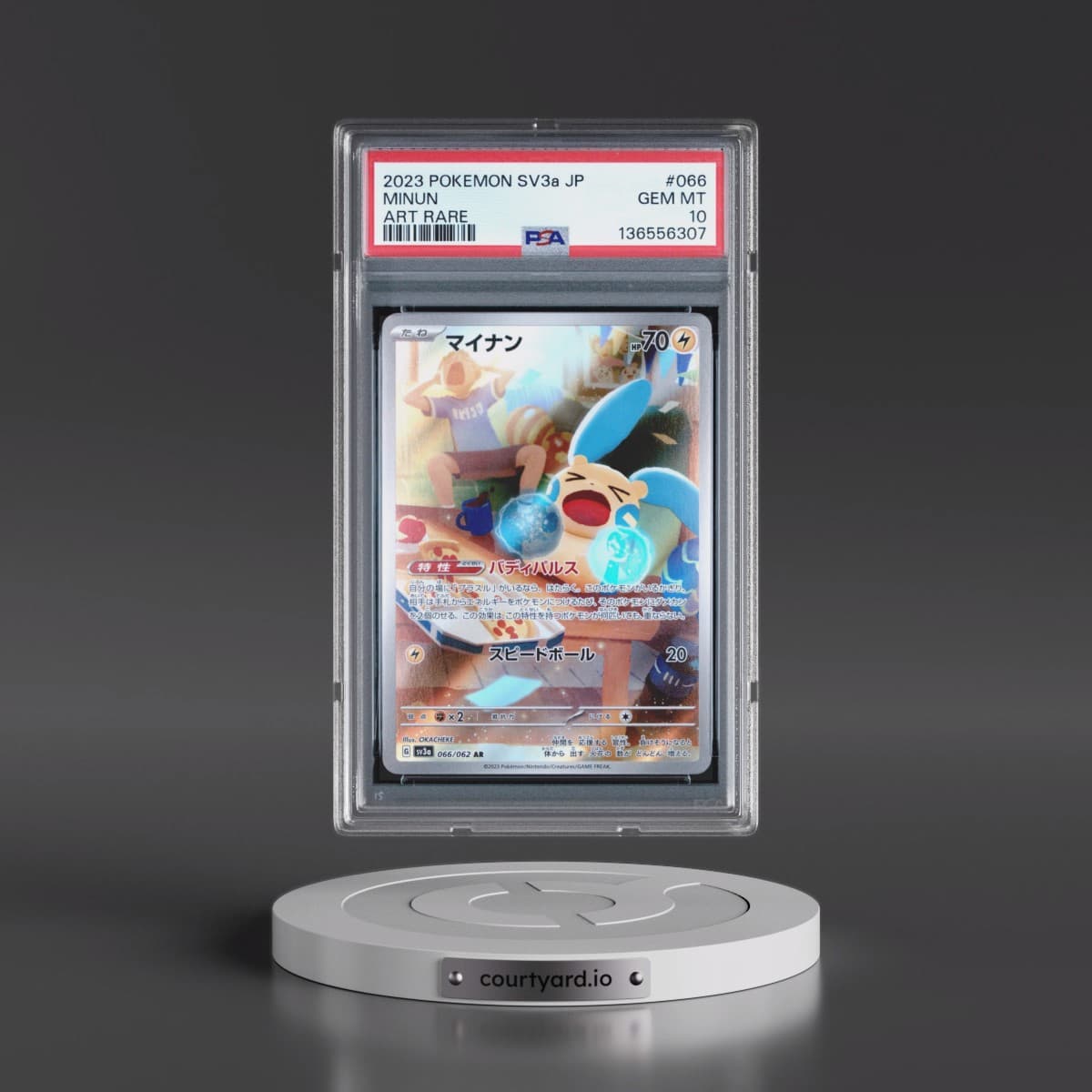 2023 Pokémon Sv3a-Raging Surf #066 Minun - Art Rare (PSA 10 GEM MINT)