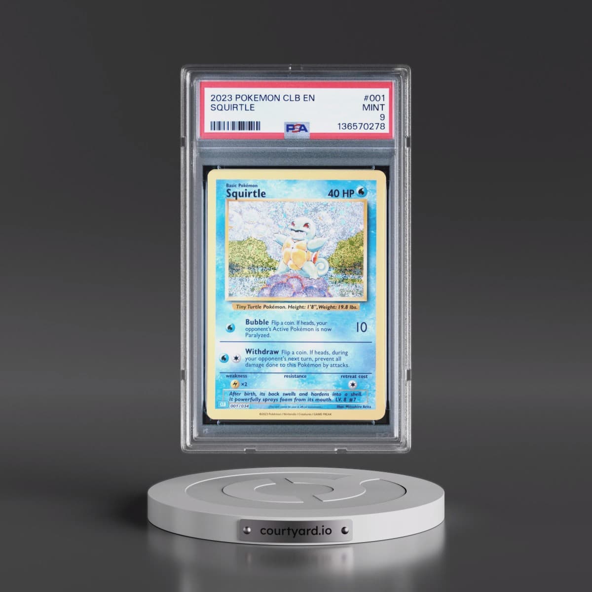 2023 Pokémon Clb-Trading Card Game Classic Blastoise & Suicune EX Deck #001 Squirtle (PSA 9 MINT)