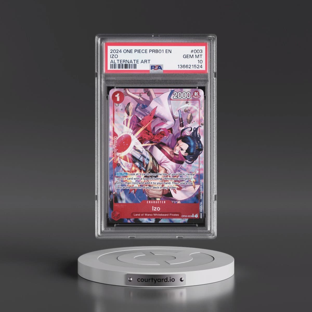 2024 One Piece PRB01-Premium Booster -One Piece Card the Best #003 Izo - Alternate Art (PSA 10 GEM MINT)