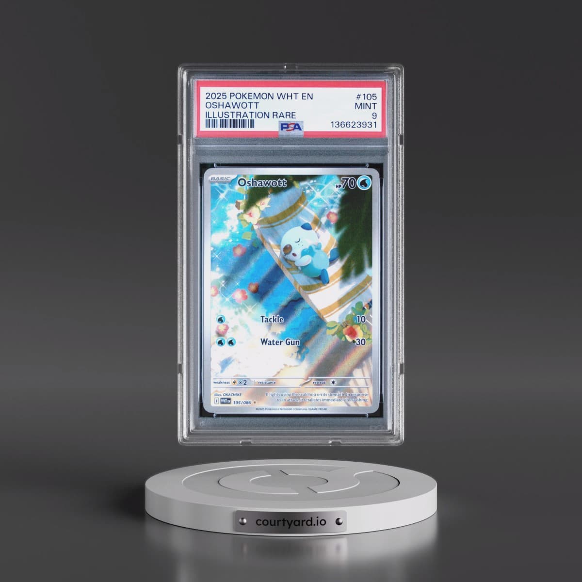 2025 Pokémon Wht EN-White Flare #105 Oshawott - Illustration Rare (PSA 9 MINT)