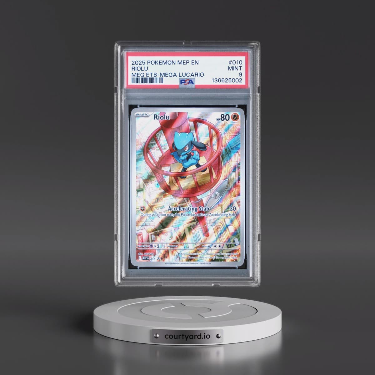 2025 Pokémon Mep EN-Me Black Star Promo #010 Riolu - Mega Evolution Elite Trainer Box-Mega Lucario (PSA 9 MINT)