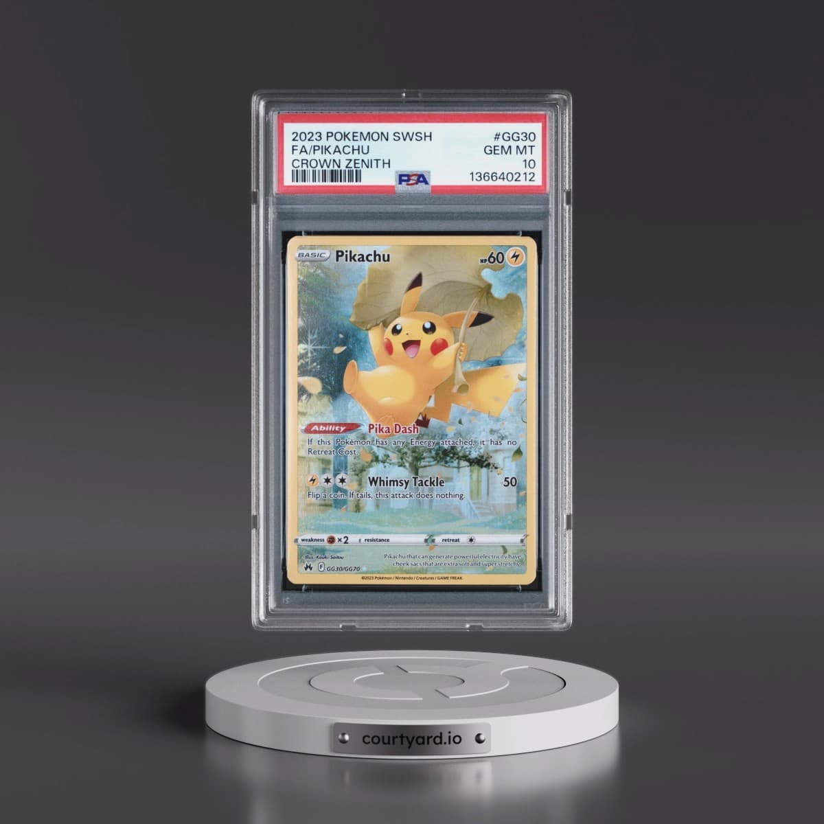 2023 Pokémon Sword and Shield Crown Zenith #GG30 Pikachu - Full Art (PSA 10 GEM MINT)