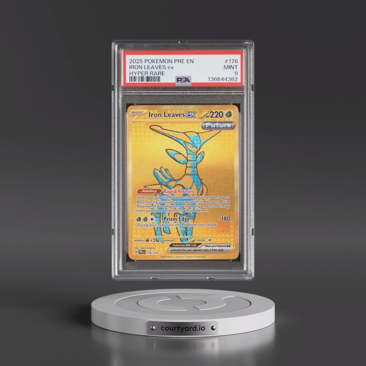 2025 Pokémon Pre EN-Prismatic Evolutions #176 Iron Leaves EX - Holo Hyper Rare (PSA 9 MINT)