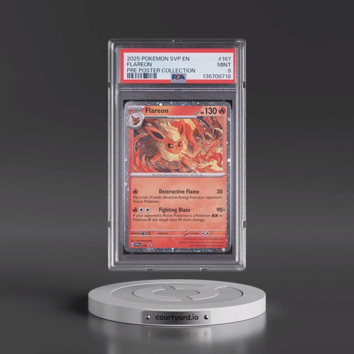 2025 Pokémon Svp EN-SV Black Star Promo #167 Flareon - Prismatic Evolutions Poster Collection (PSA 9 MINT)