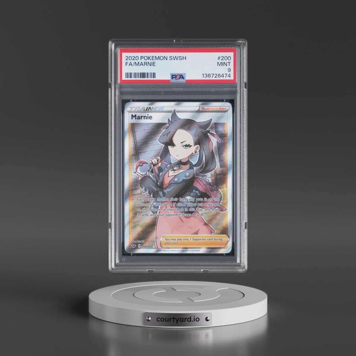 2020 Pokémon Sword & Shield #200 Marnie - Full Art (PSA 9 MINT)