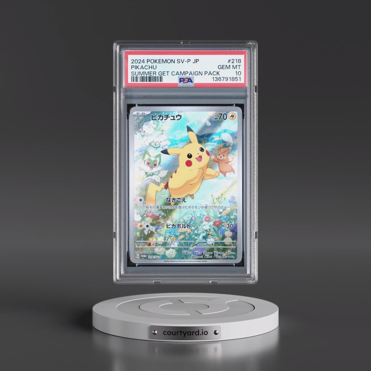 2024 Pokémon SV-P Promo #218 Pikachu - Summer of Pokeca Is Here! Promo Card Get Campaign Pack (PSA 10 GEM MINT)