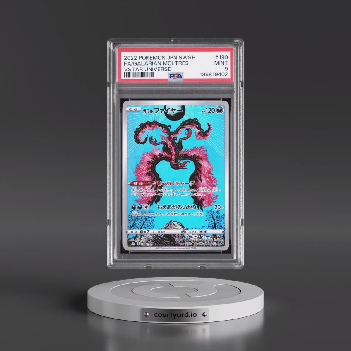 2022 Pokémon Sword & Shield Vstar Universe #190 Galarian Moltres - Full Art (PSA 9 MINT)