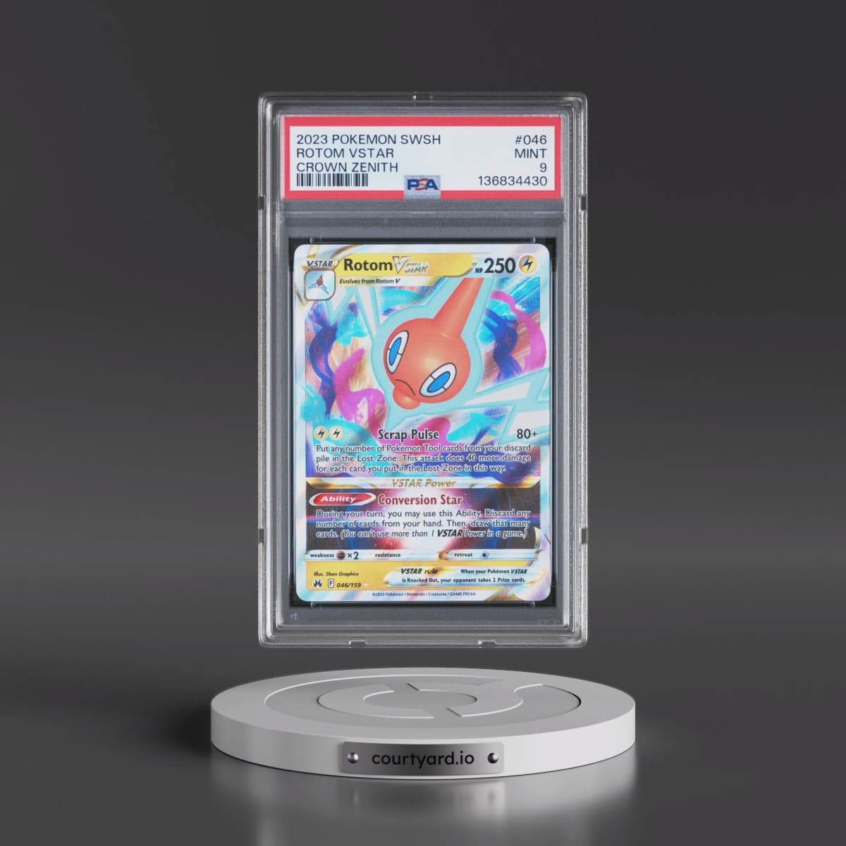 2023 Pokémon Sword and Shield Crown Zenith #046 Rotom Vstar (PSA 9 MINT)