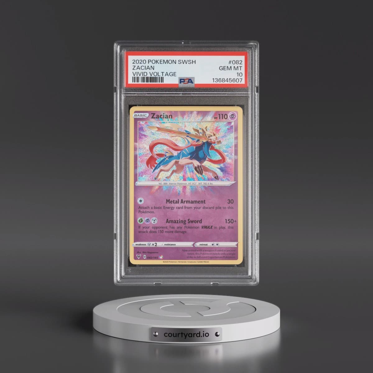 2020 Pokémon Sword & Shield Vivid Voltage #082 Zacian (PSA 10 GEM MINT)