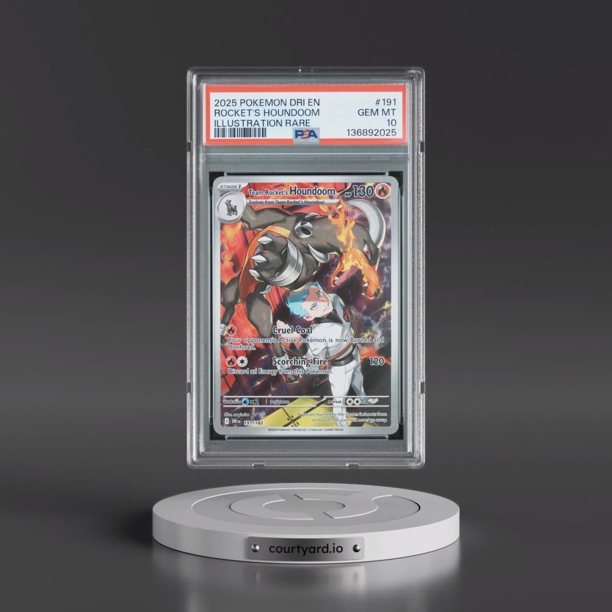 2025 Pokémon Dri EN-Destined Rivals #191 Team Rocket's Houndoom - Illustration Rare (PSA 10 GEM MINT)