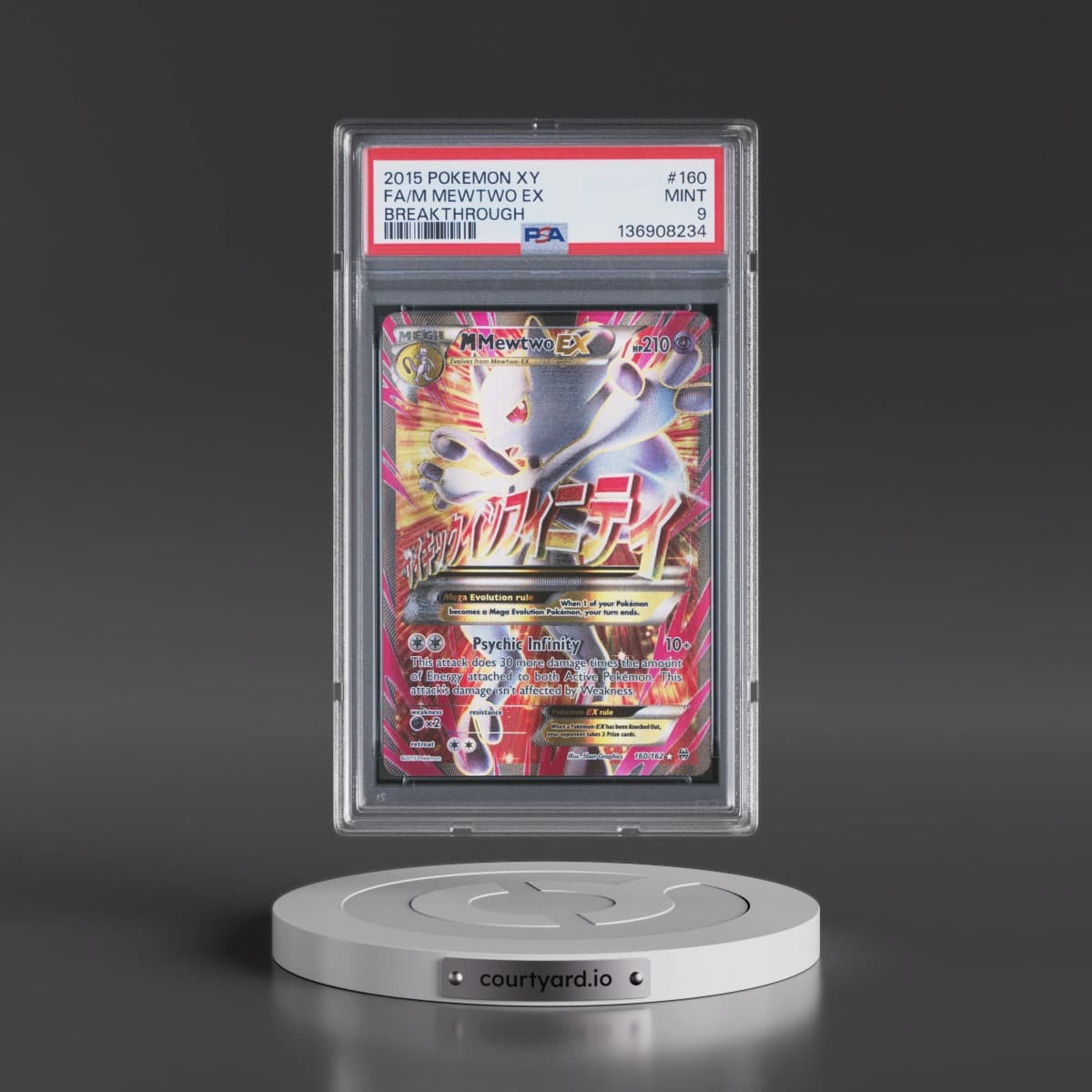 2015 Pokémon XY Breakthrough #160 M Mewtwo EX - Holo Full Art (PSA 9 MINT)