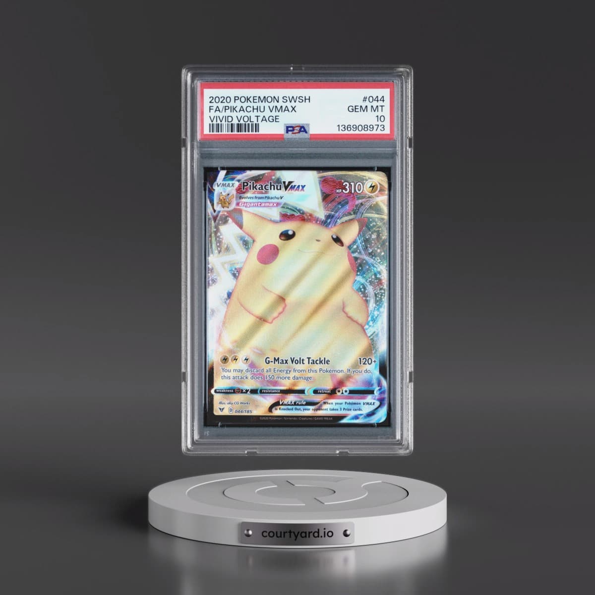 2020 Pokémon Sword & Shield Vivid Voltage #044 Pikachu Vmax - Full Art (PSA 10 GEM MINT)