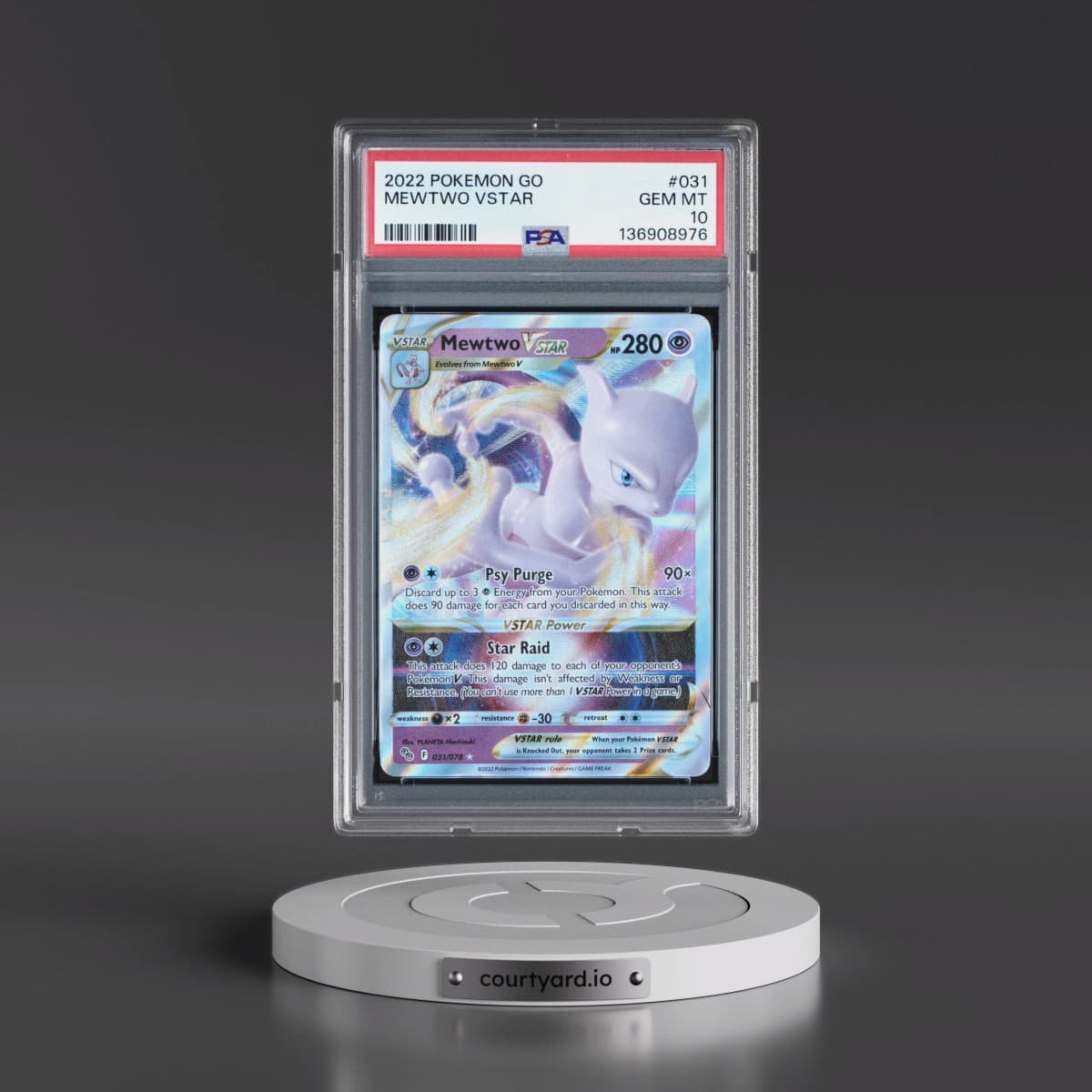 2022 Pokémon Go #031 Mewtwo Vstar (PSA 10 GEM MINT)