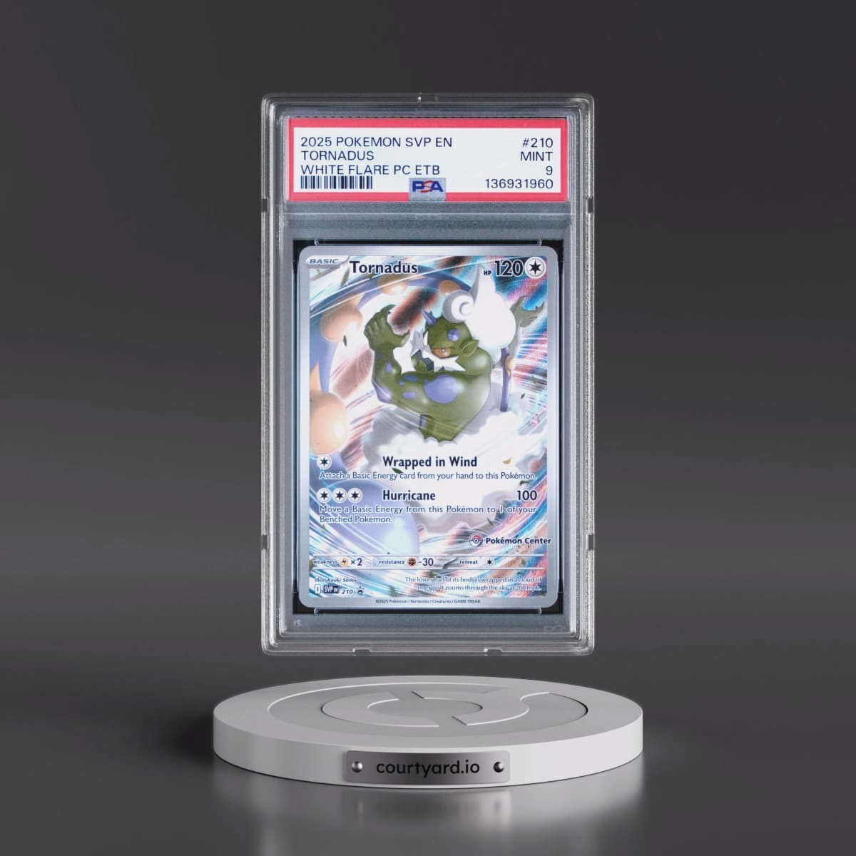 2025 Pokémon Svp EN-SV Black Star Promo #210 Tornadus - White Flare Pokemon Center Elite Trainer Box (PSA 9 MINT)