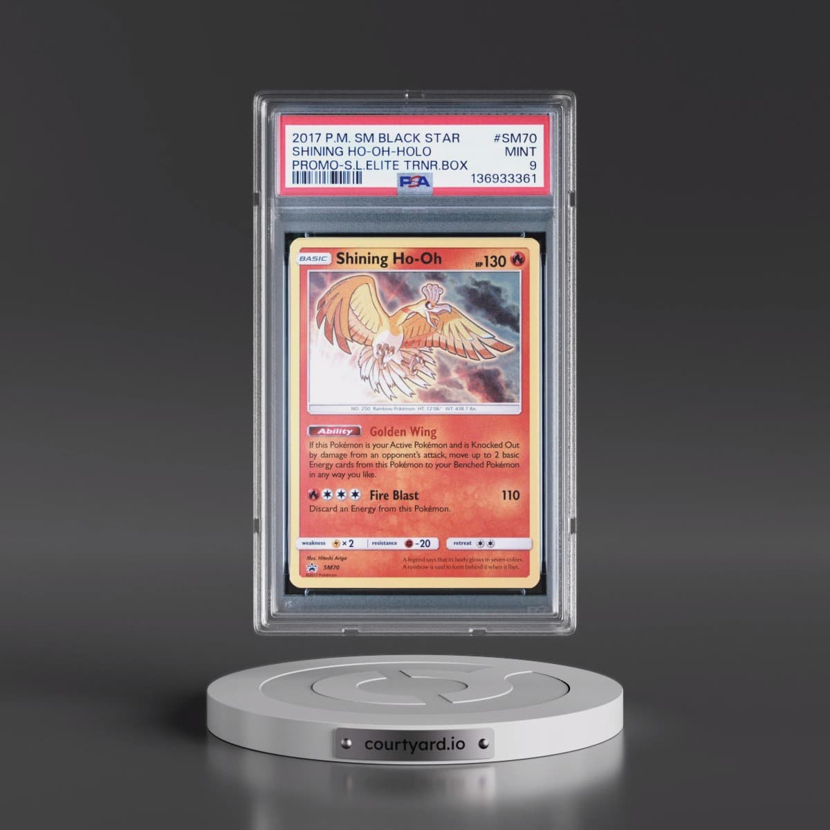 2017 Pokémon SM Black Star Promo #SM70 Shining HO-Oh - Holo Holo Shining Legends Elite Trainer Box (PSA 9 MINT)