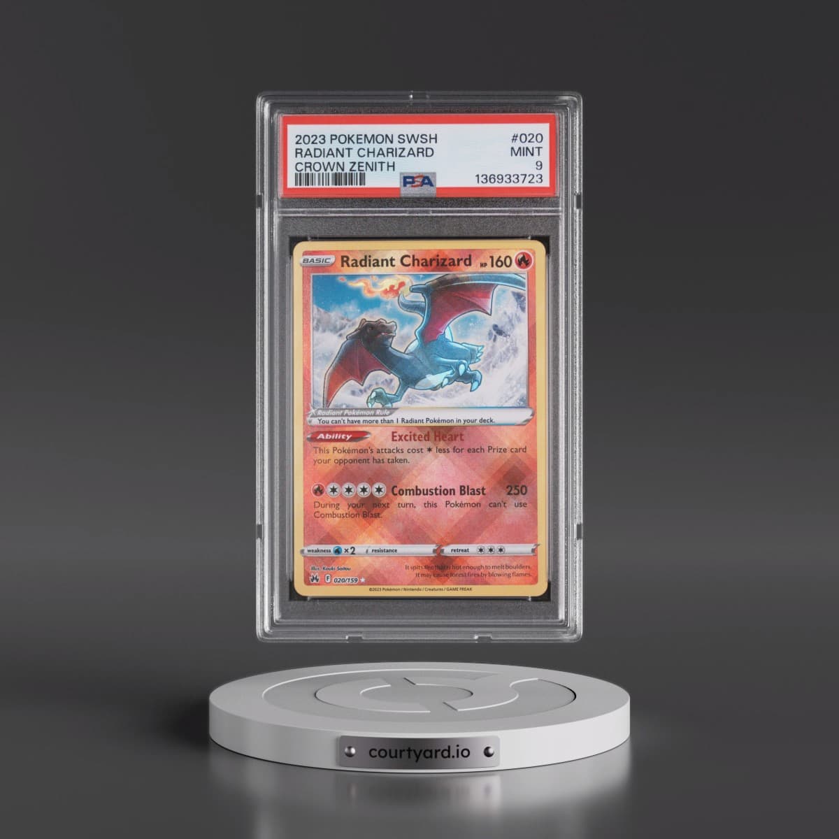 2023 Pokémon Sword and Shield Crown Zenith #020 Radiant Charizard - Holo (PSA 9 MINT)