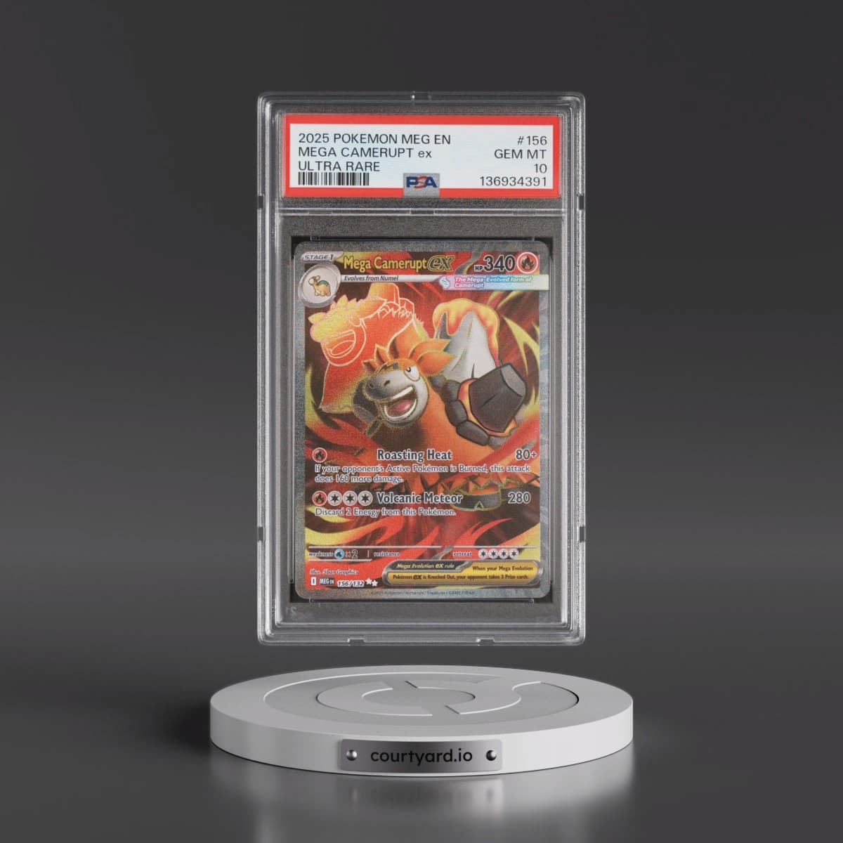 2025 Pokémon Meg EN-Mega Evolution #156 Mega Camerupt EX - Holo Ultra Rare (PSA 10 GEM MINT)