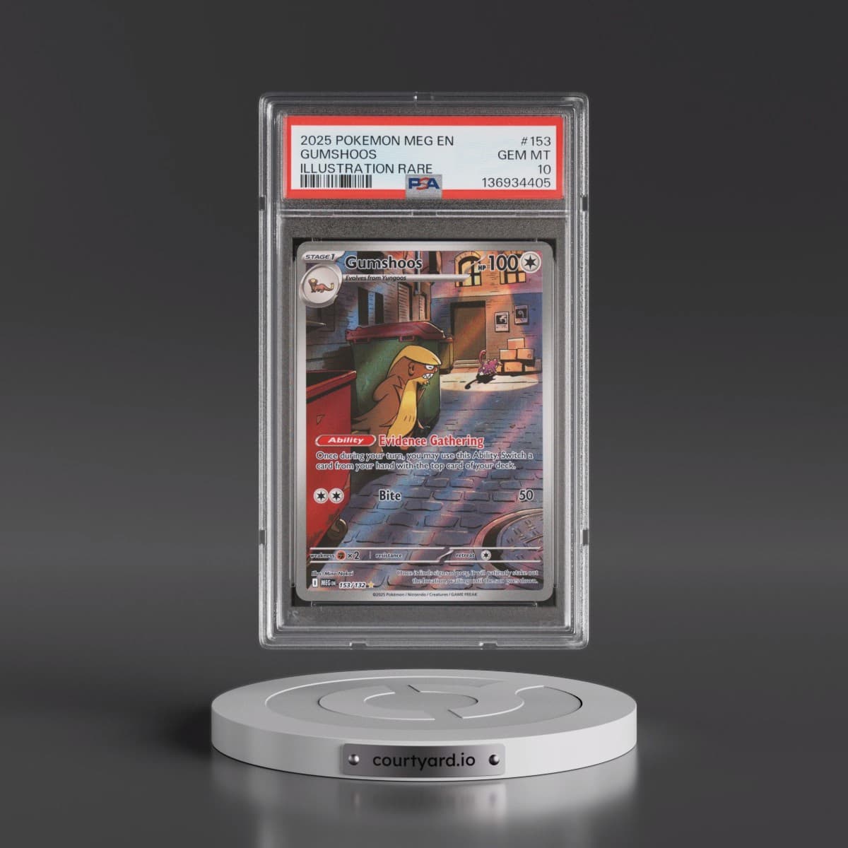 2025 Pokémon Meg EN-Mega Evolution #153 Gumshoos - Illustration Rare (PSA 10 GEM MINT)