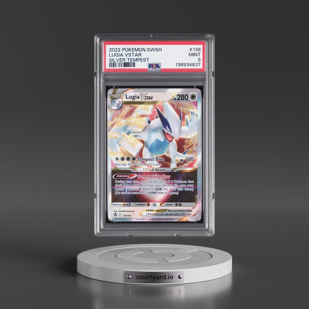 2022 Pokémon Sword & Shield Silver Tempest #139 Lugia Vstar (PSA 9 MINT)