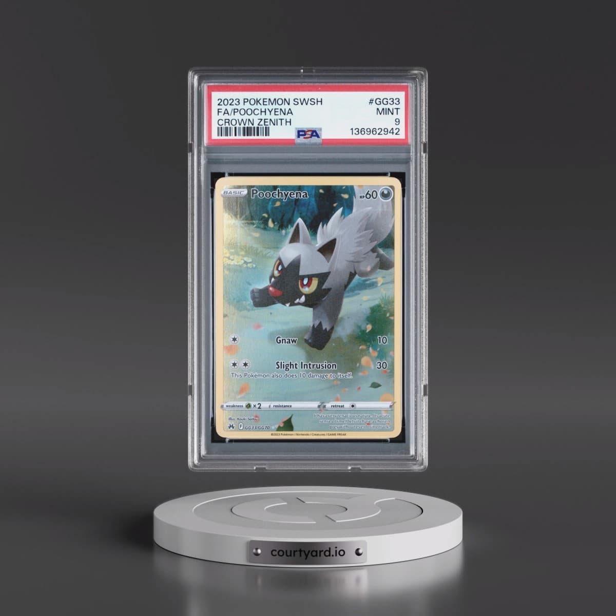 2023 Pokémon Sword and Shield Crown Zenith #GG33 Poochyena - Full Art (PSA 9 MINT)