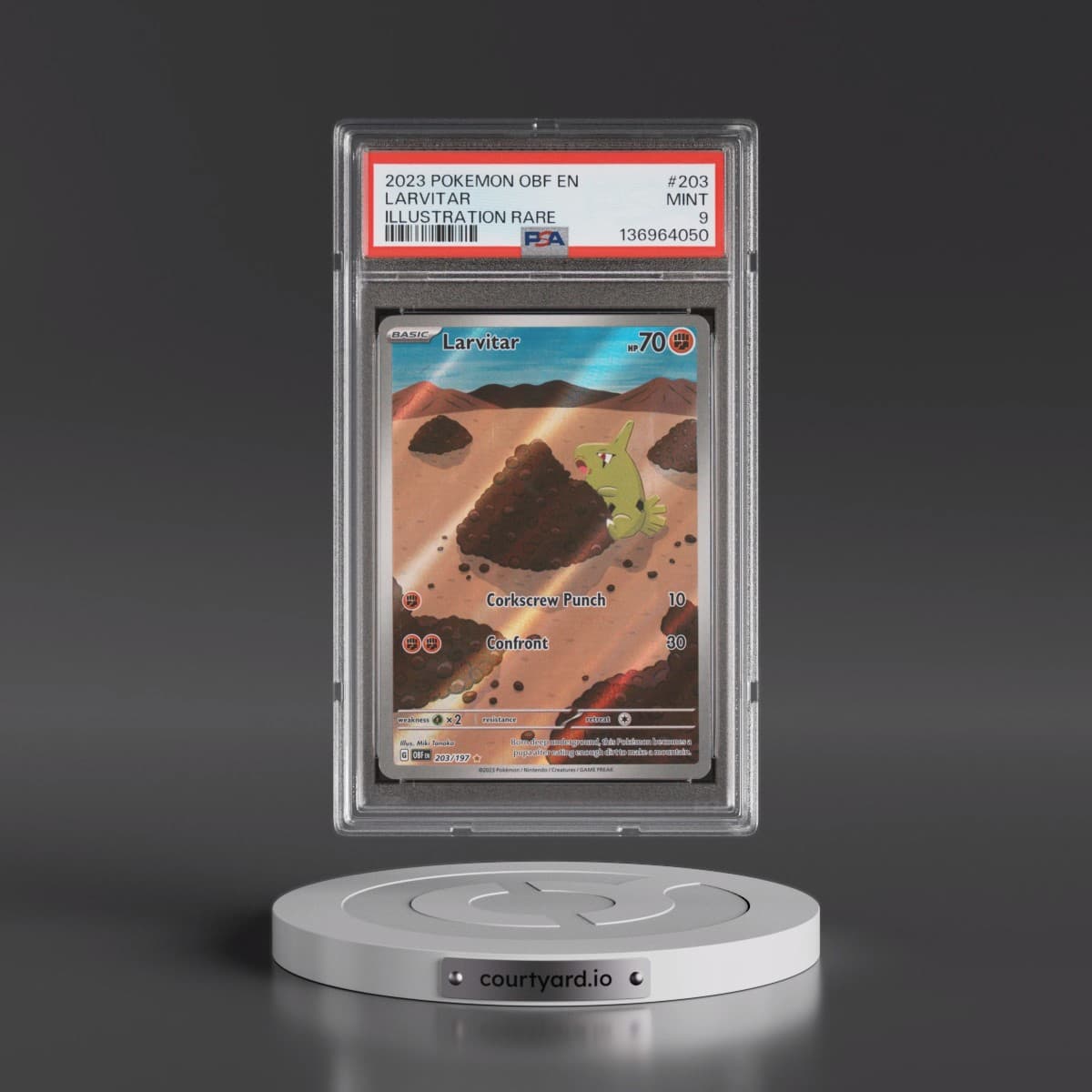 2023 Pokémon Obf EN-Obsidian Flames #203 Larvitar - Illustration Rare (PSA 9 MINT)