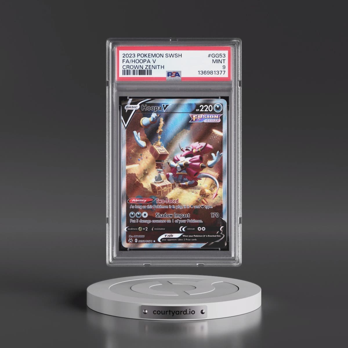 2023 Pokémon Sword and Shield Crown Zenith #GG53 Hoopa V - Holo Full Art (PSA 9 MINT)