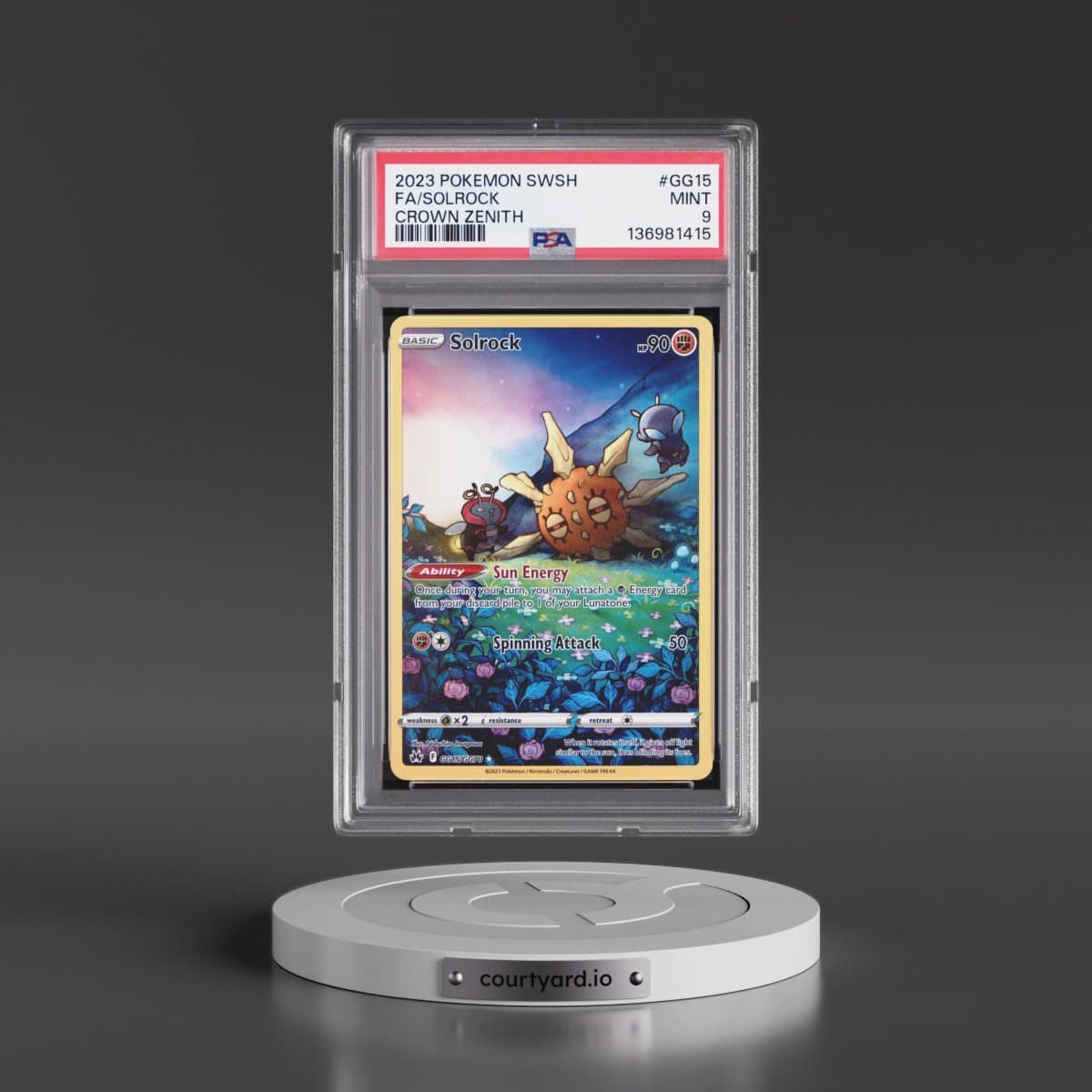 2023 Pokémon Sword and Shield Crown Zenith #GG15 Solrock - Full Art (PSA 9 MINT)
