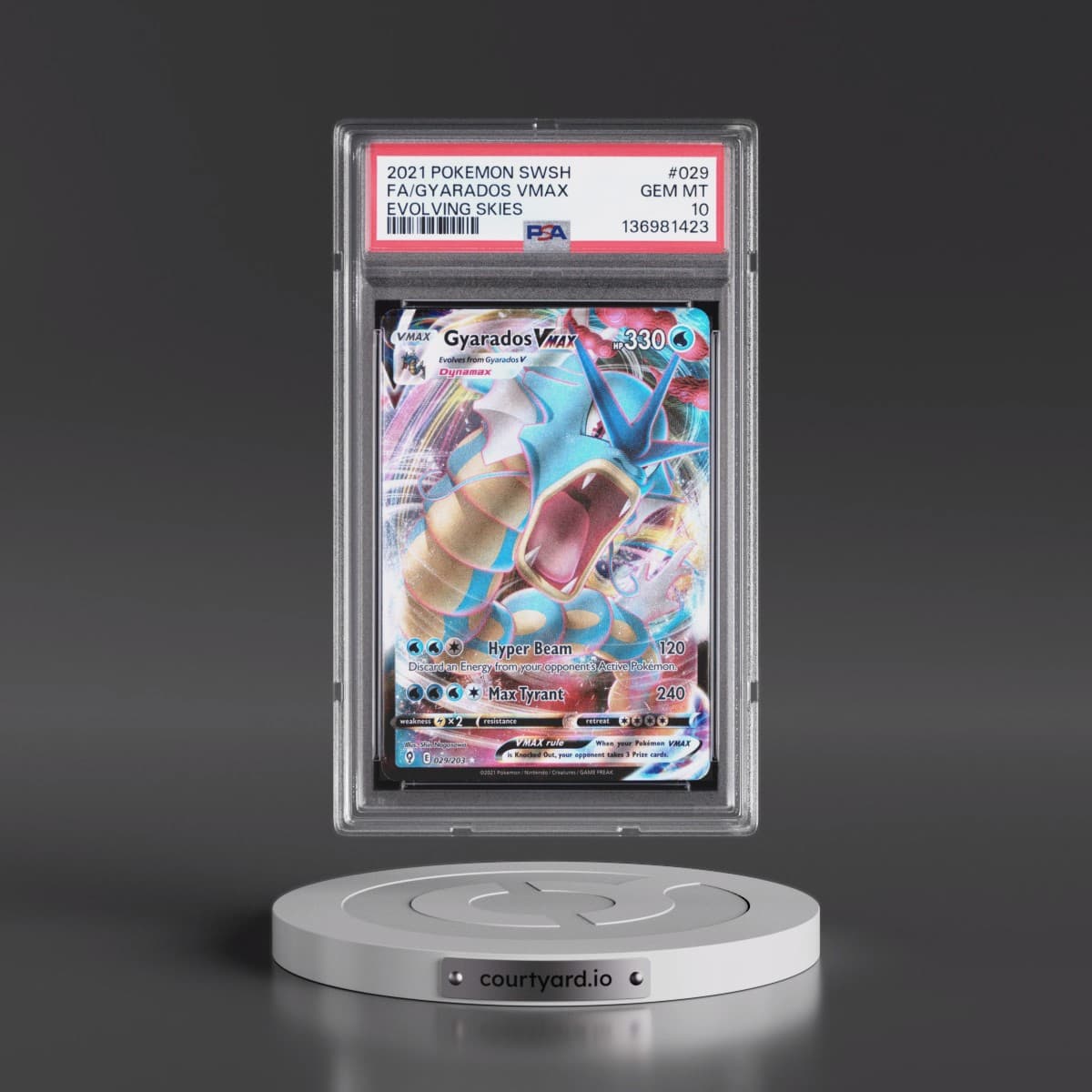 2021 Pokémon Sword & Shield Evolving Skies #029 Gyarados Vmax - Full Art (PSA 10 GEM MINT)