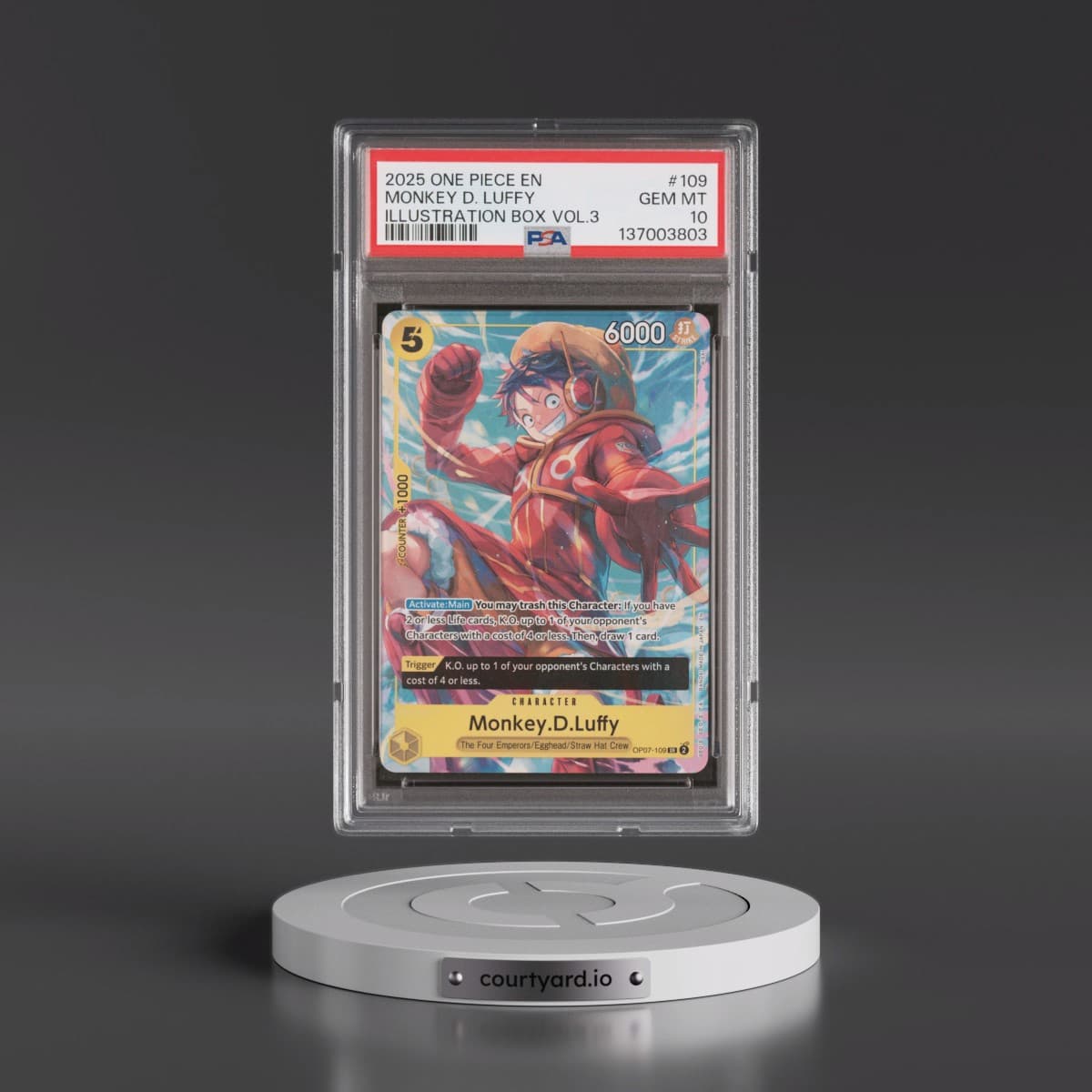 2025 One Piece Promos #109 Monkey D. Luffy - Illustration Box Vol.3 (PSA 10 GEM MINT)