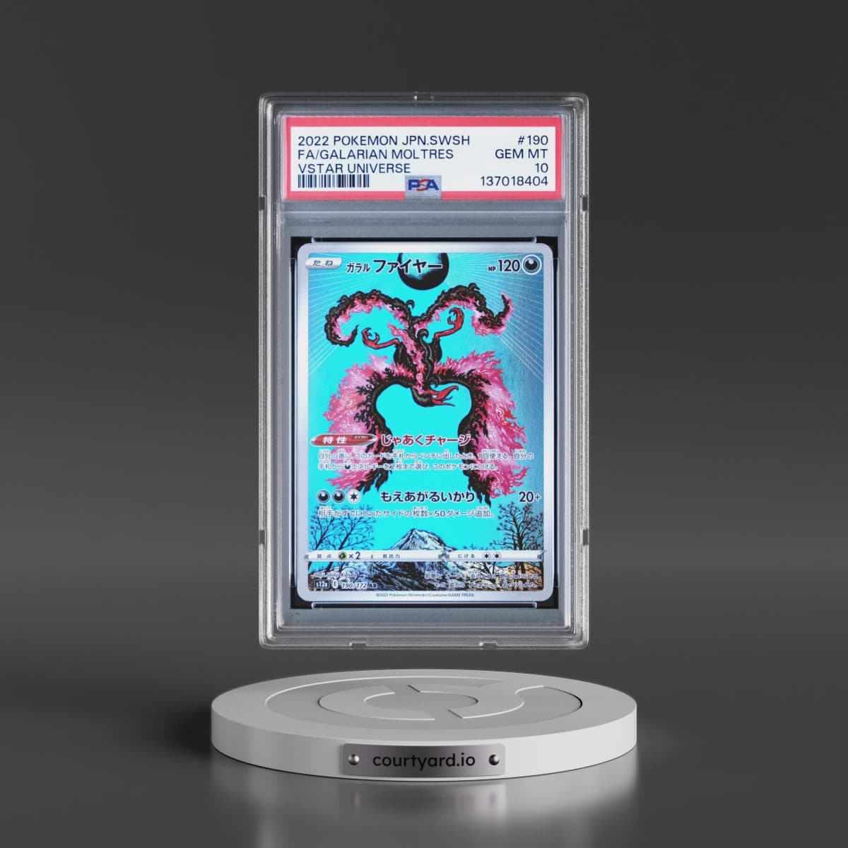 2022 Pokémon Sword & Shield Vstar Universe #190 Galarian Moltres - Full Art (PSA 10 GEM MINT)