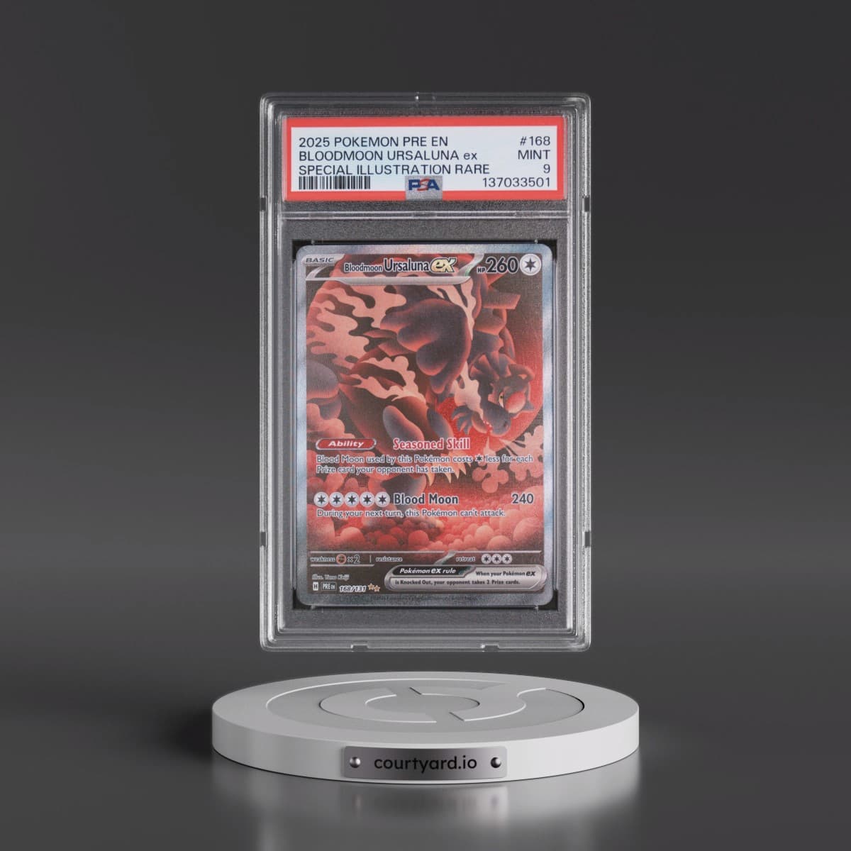 2025 Pokémon Pre EN-Prismatic Evolutions #168 Bloodmoon Ursaluna EX - Holo Special Illustration Rare (PSA 9 MINT)