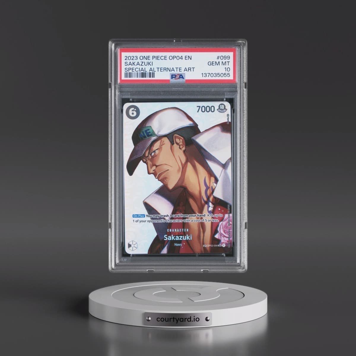 2023 One Piece OP04-Kingdoms of Intrigue #099 Sakazuki - Special Alternate Art (PSA 10 GEM MINT)