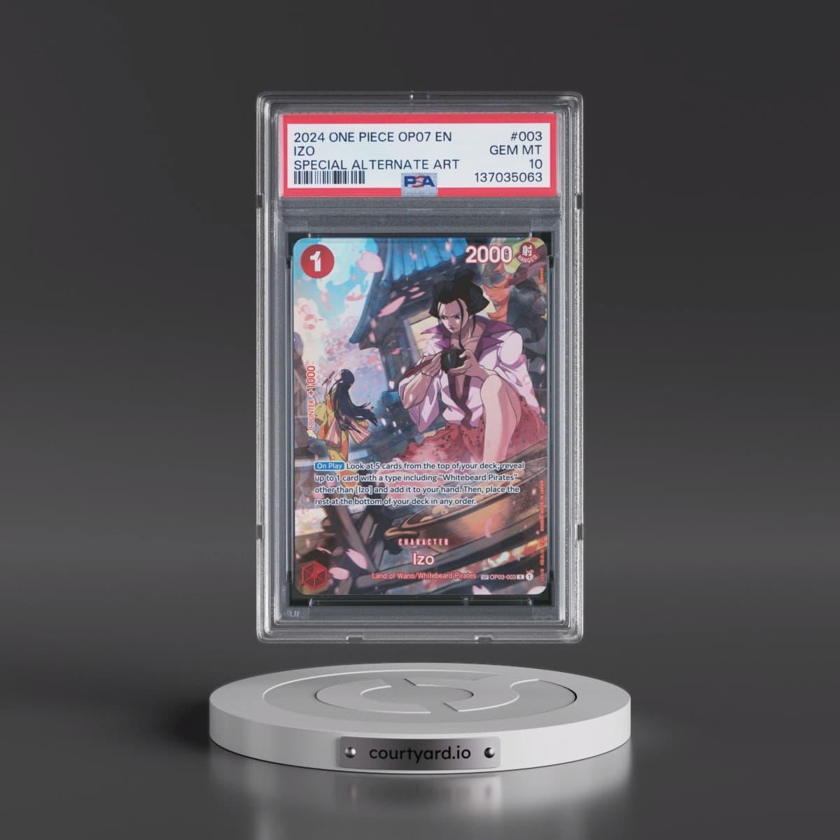 2024 One Piece OP07-500 Years in the Future #003 Izo - Special Alternate Art (PSA 10 GEM MINT)