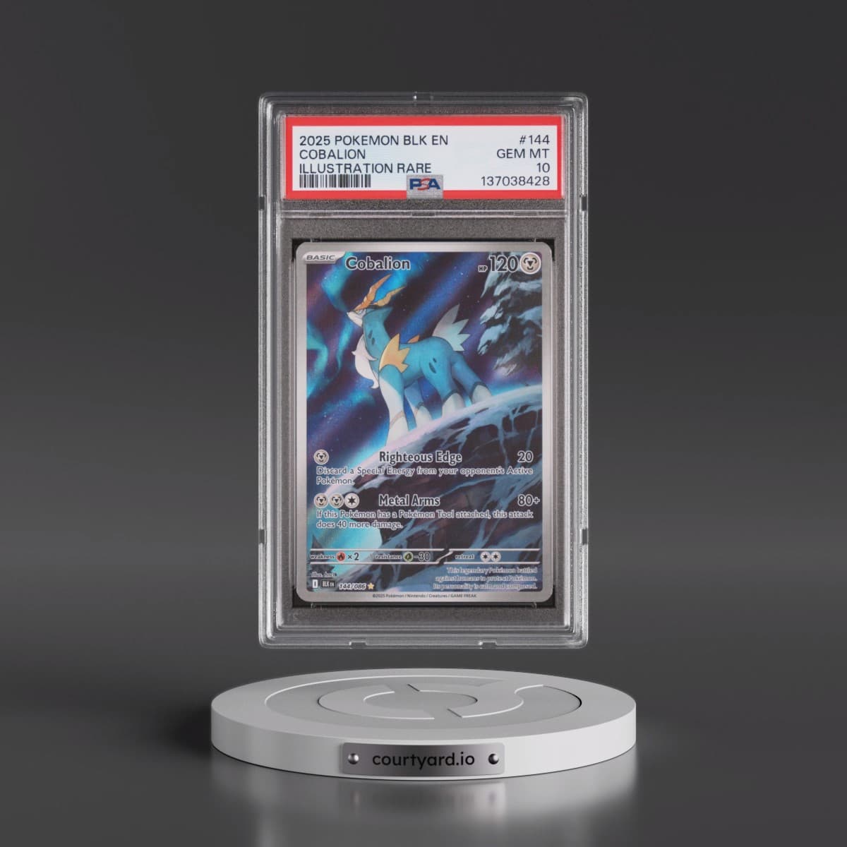 2025 Pokémon Blk EN-Black Bolt #144 Cobalion - Illustration Rare (PSA 10 GEM MINT)