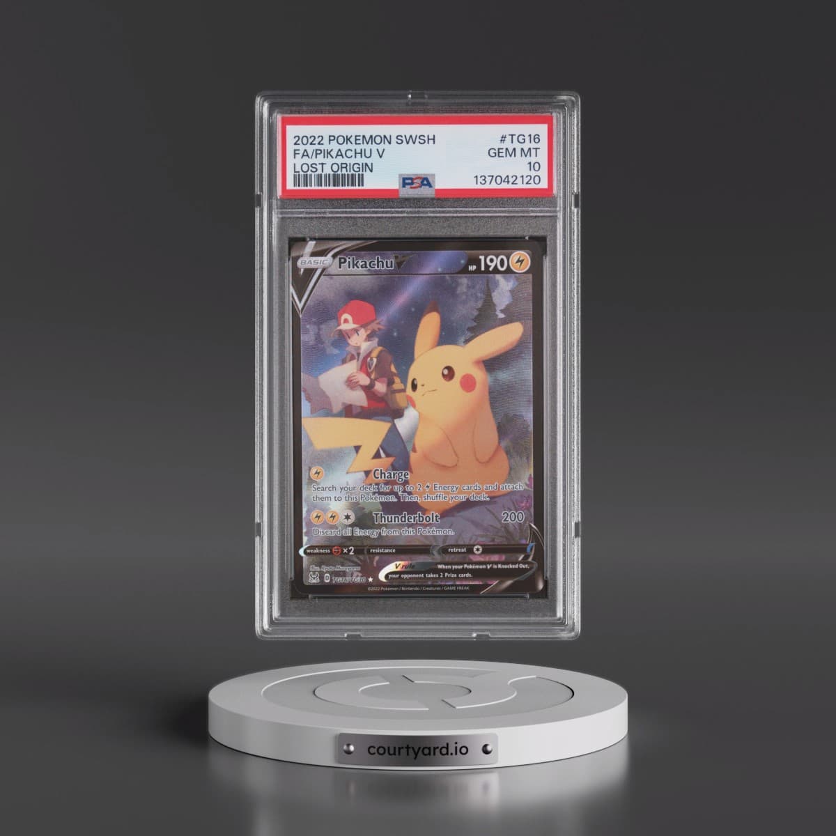 2022 Pokémon Sword & Shield Lost Origin #TG16 Pikachu V - Holo Full Art (PSA 10 GEM MINT)