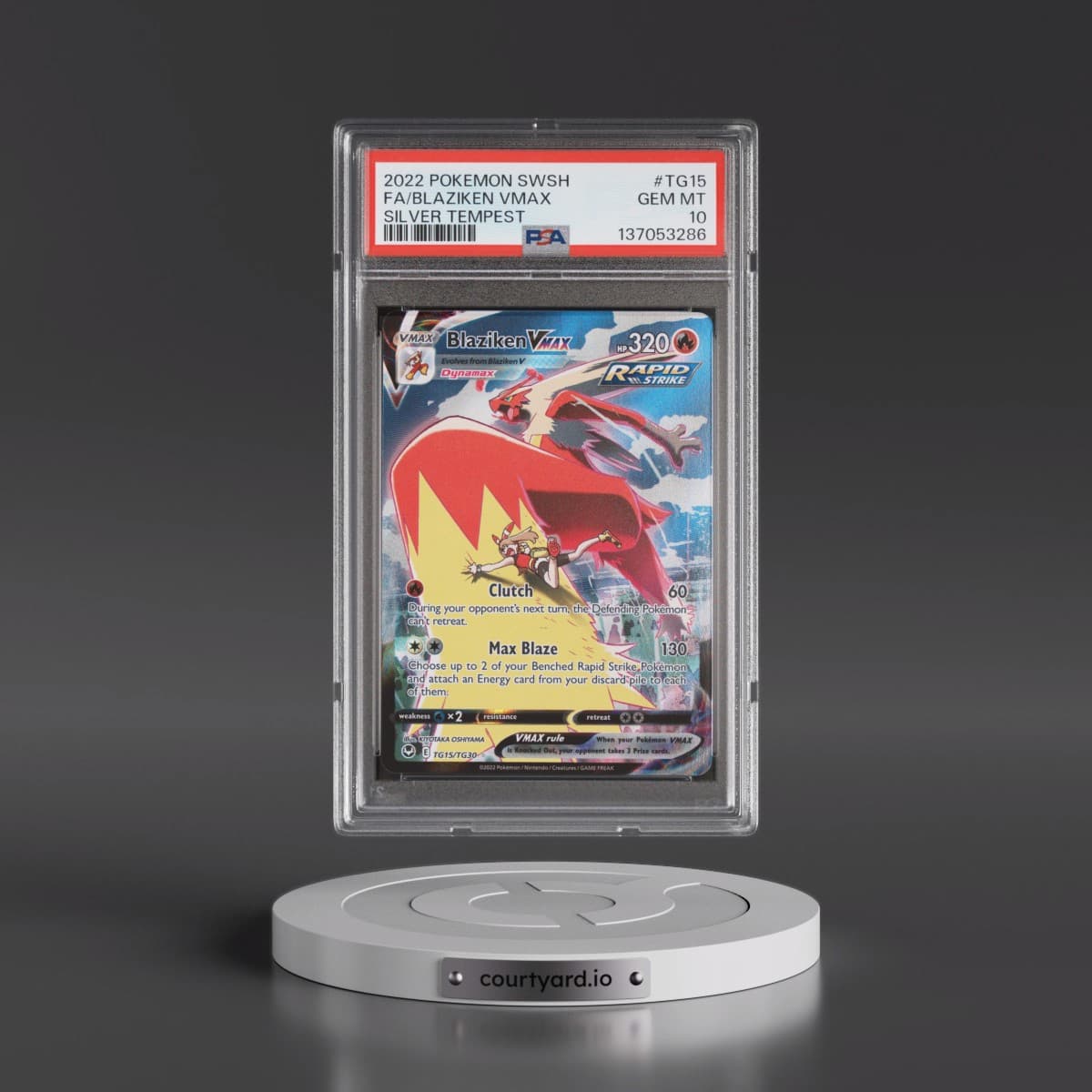 2022 Pokémon Sword & Shield Silver Tempest #TG15 Blaziken Vmax - Full Art (PSA 10 GEM MINT)