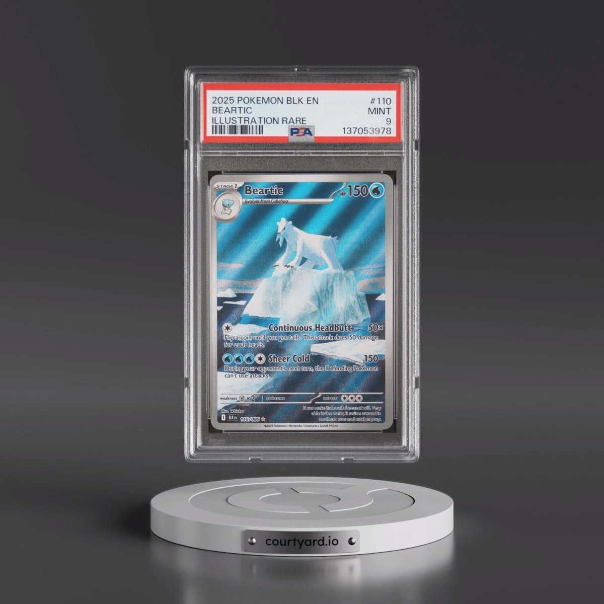 2025 Pokémon Blk EN-Black Bolt #110 Beartic - Illustration Rare (PSA 9 MINT)