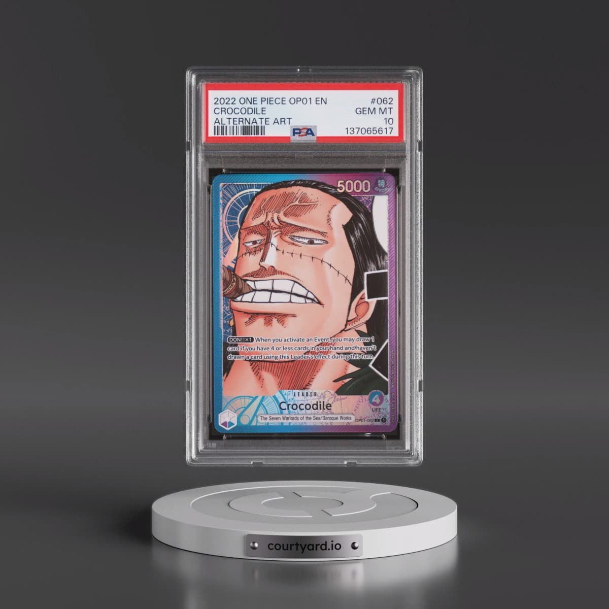 2022 One Piece OP01-Romance Dawn #062 Crocodile - Alternate Art (PSA 10 GEM MINT)