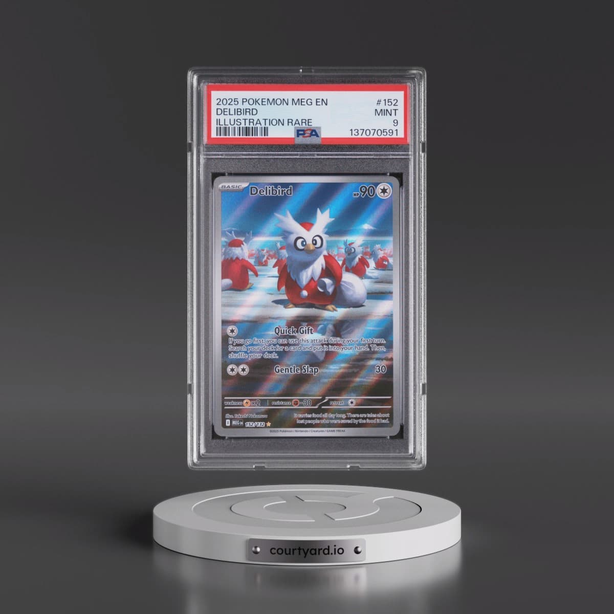2025 Pokémon Meg EN-Mega Evolution #152 Delibird - Illustration Rare (PSA 9 MINT)