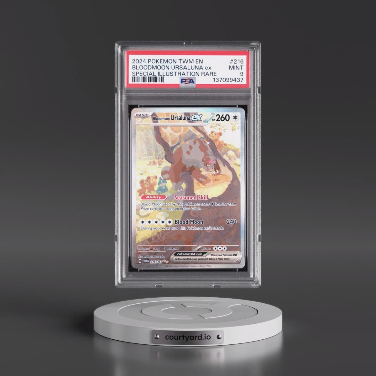 2024 Pokémon Twm EN-Twilight Masquerade #216 Bloodmoon Ursaluna EX - Holo Special Illustration Rare (PSA 9 MINT)
