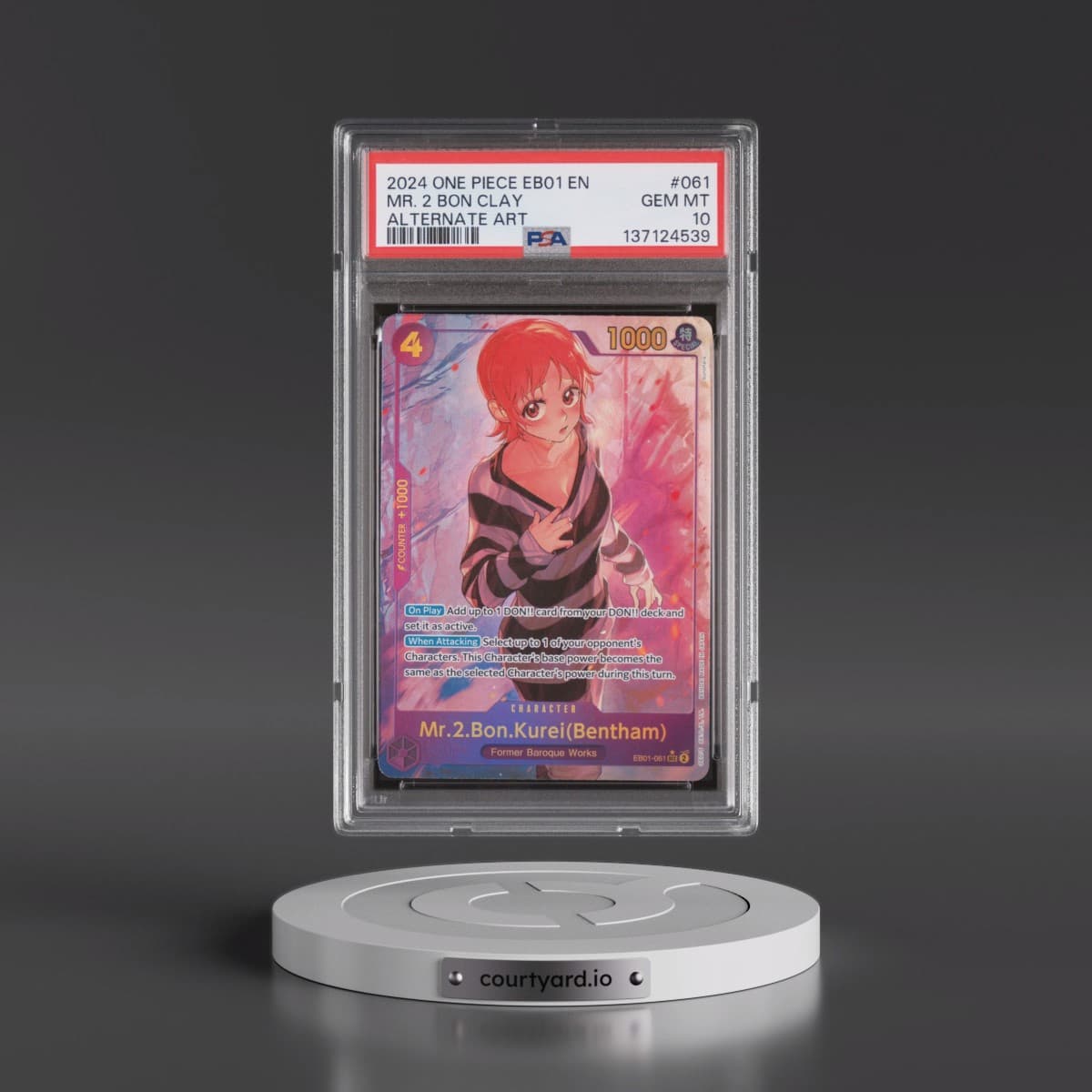 2024 One Piece Extra Booster -Memorial Collection #061 Mr. 2 Bon Clay - Alternate Art (PSA 10 GEM MINT)