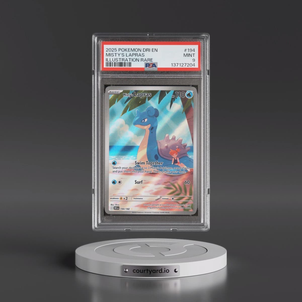 2025 Pokémon Dri EN-Destined Rivals #194 Misty's Lapras - Illustration Rare (PSA 9 MINT)