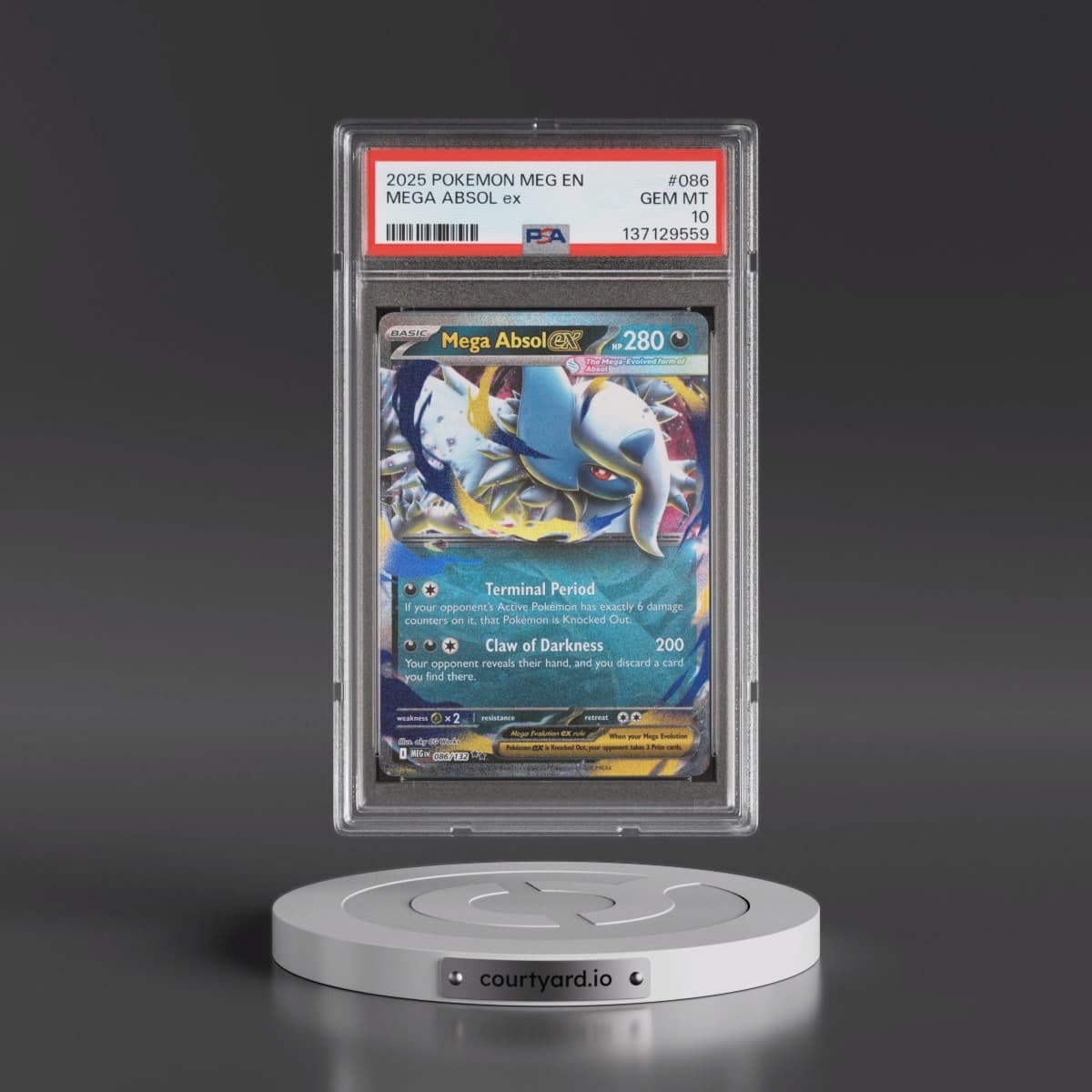 2025 Pokémon Meg EN-Mega Evolution #086 Mega Absol EX - Holo (PSA 10 GEM MINT)