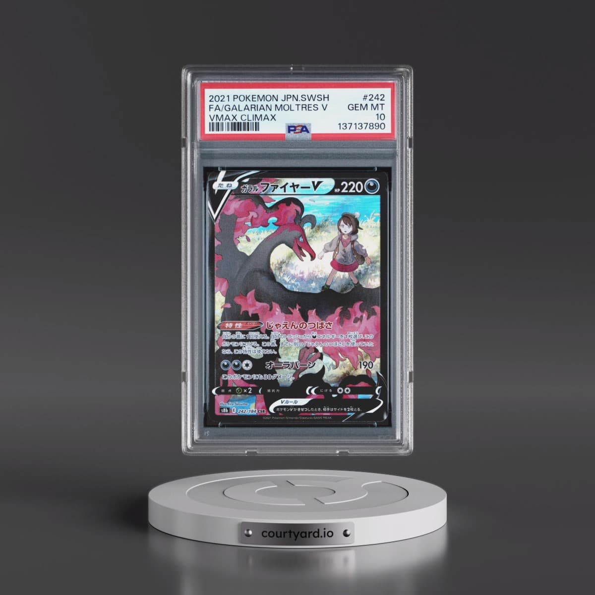 2021 Pokémon Sword & Shield Vmax Climax #242 Galarian Moltres V - Holo Full Art (PSA 10 GEM MINT)