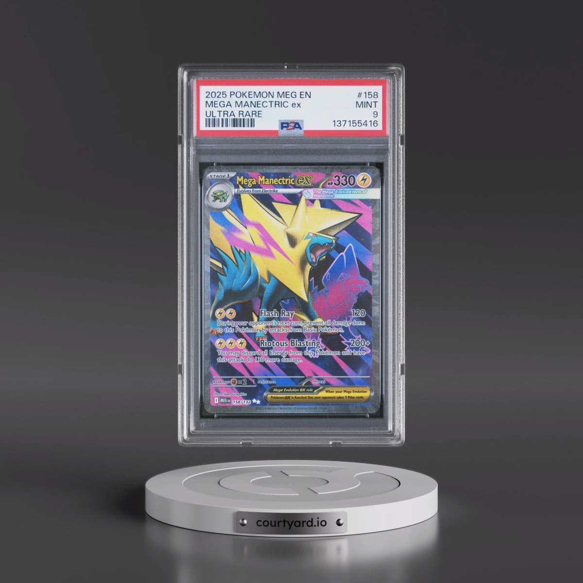 2025 Pokémon Meg EN-Mega Evolution #158 Mega Manectric EX - Holo Ultra Rare (PSA 9 MINT)