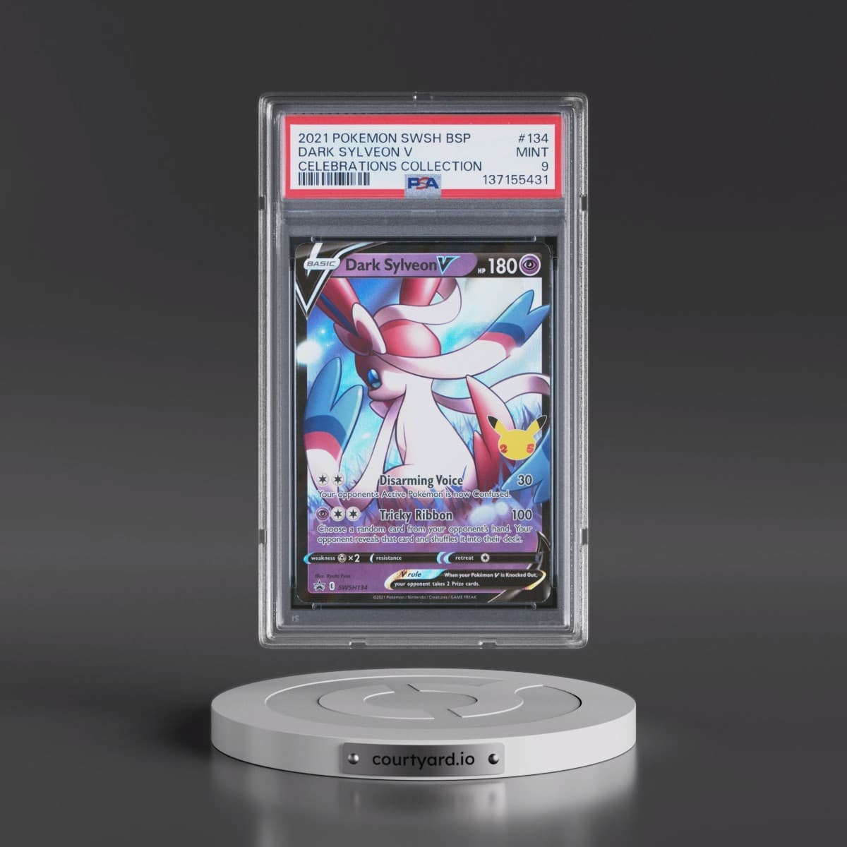 2021 Pokémon Swsh Black Star Promo #134 Dark Sylveon V - Holo Celebrations Collection (PSA 9 MINT)