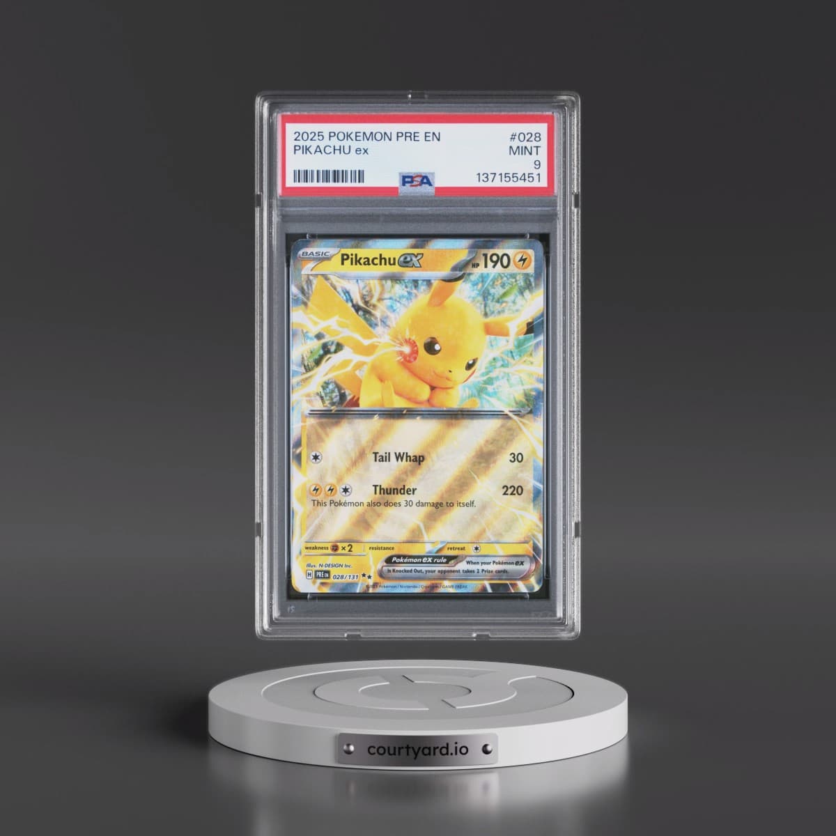 2025 Pokémon Pre EN-Prismatic Evolutions #028 Pikachu EX - Holo (PSA 9 MINT)