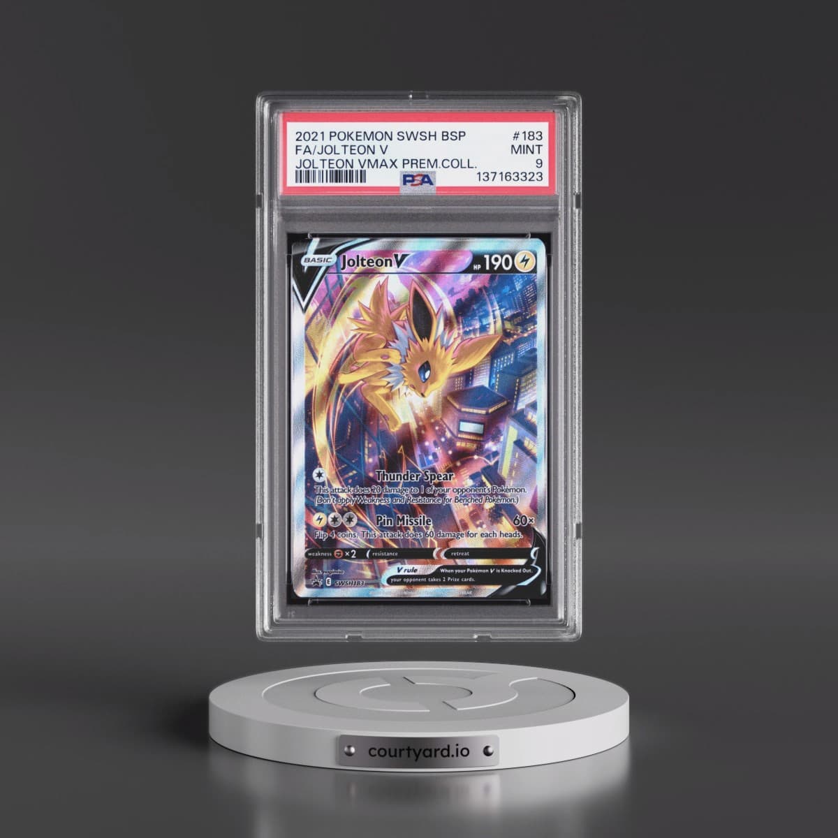 2021 Pokémon Swsh Black Star Promo #183 Jolteon V - Holo Full Art Jolteon Vmax Premium Collection (PSA 9 MINT)