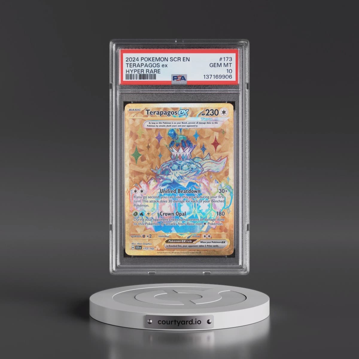 2024 Pokémon Scr EN-Stellar Crown #173 Terapagos EX - Holo Hyper Rare (PSA 10 GEM MINT)