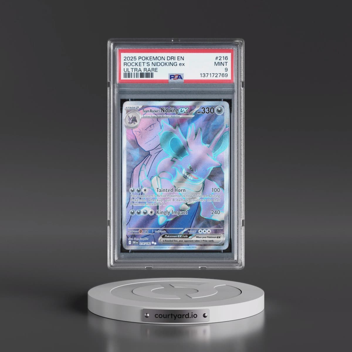2025 Pokémon Dri EN-Destined Rivals #216 Team Rocket's Nidoking EX - Holo Ultra Rare (PSA 9 MINT)